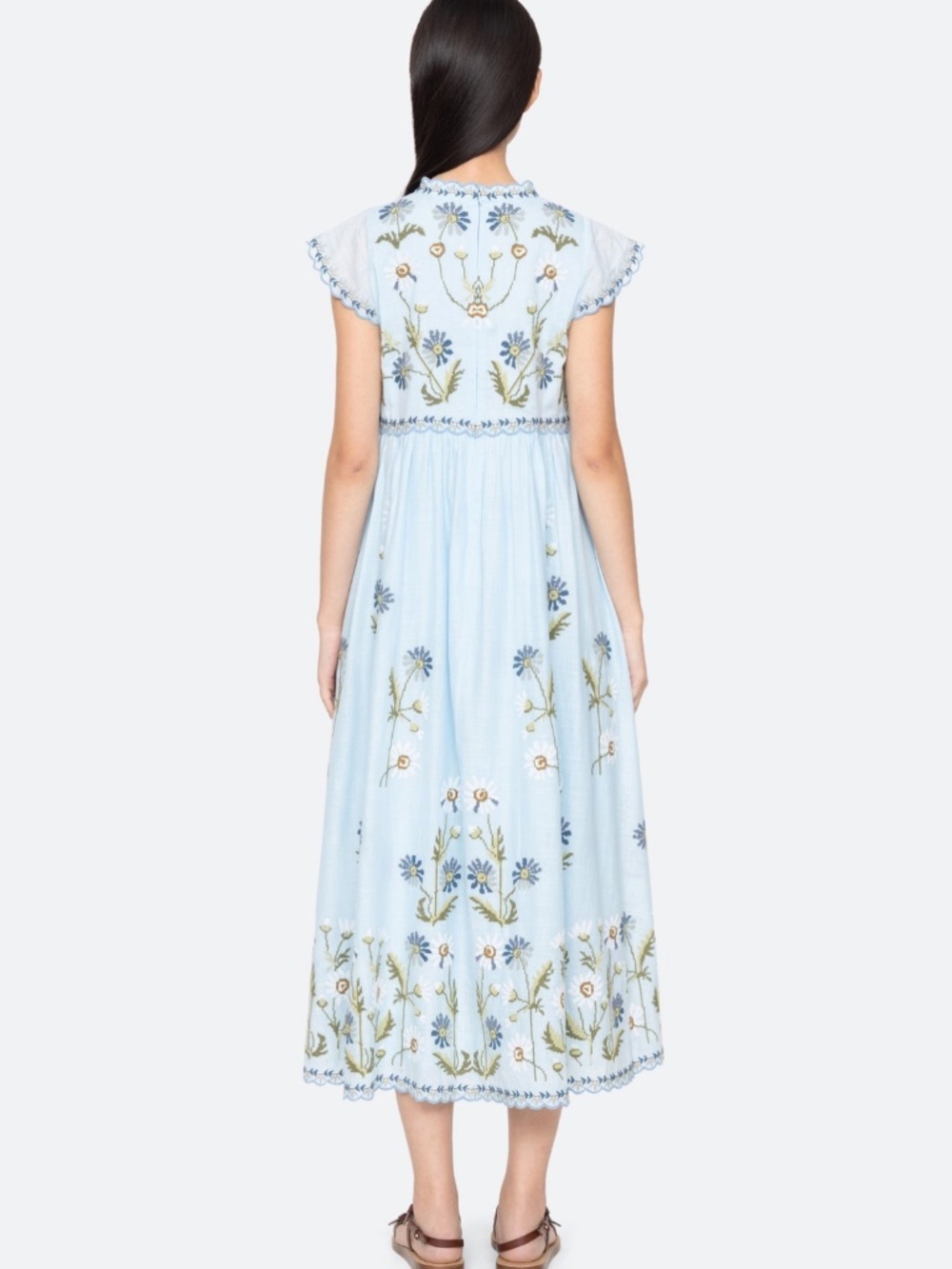 Audra Embroidery Midi Dress ~ Blue - Picture 2 of 7
